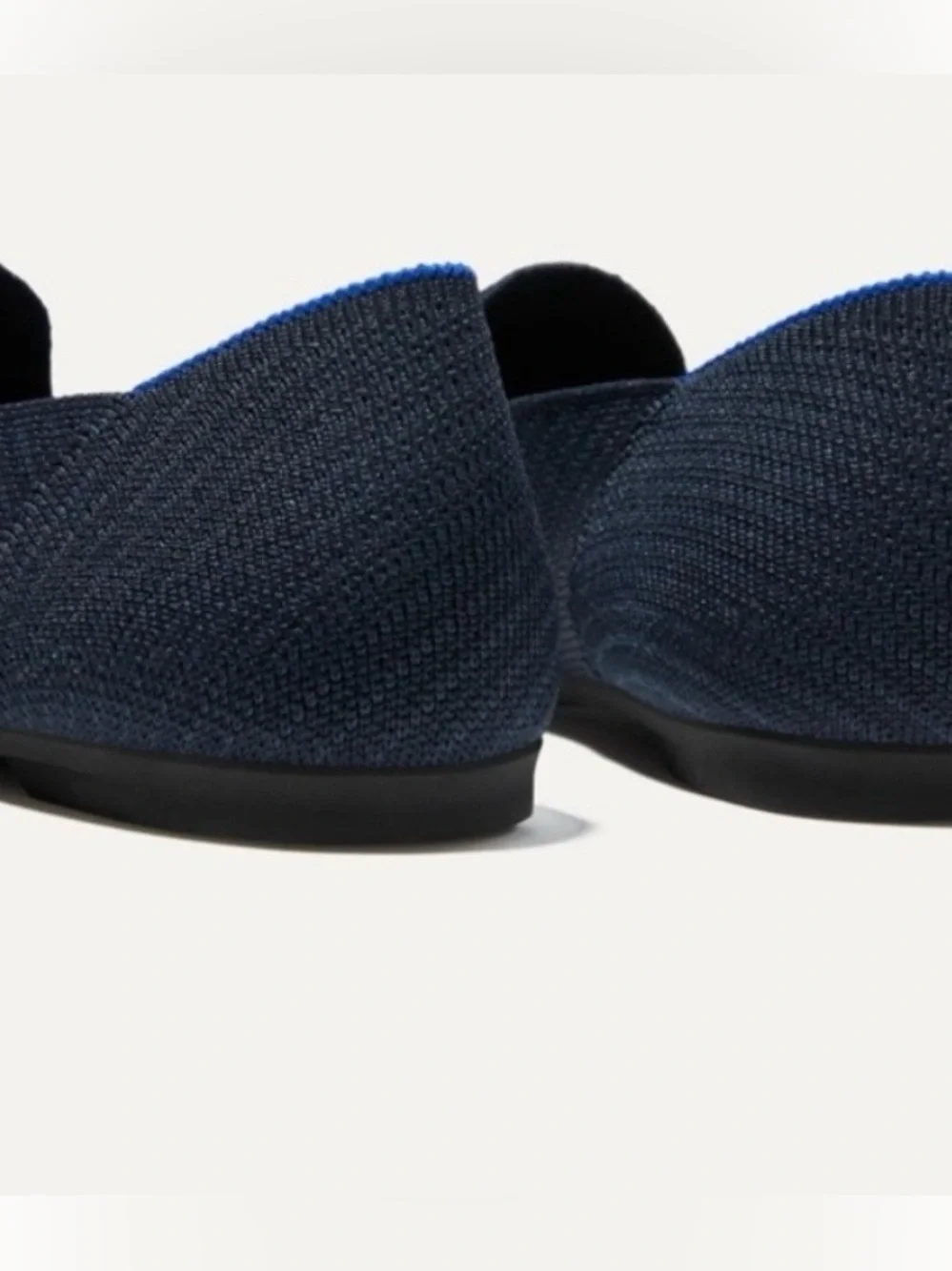Rothy’s The Loafer Navy Twill Blue Knit Flats Size 12 New In Box Washable
